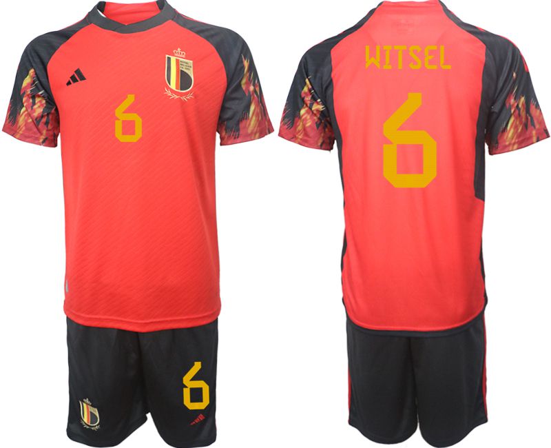 Men 2022 World Cup National Team Belgium home red #6 Soccer Jerseys->belgium->Soccer Club Jersey